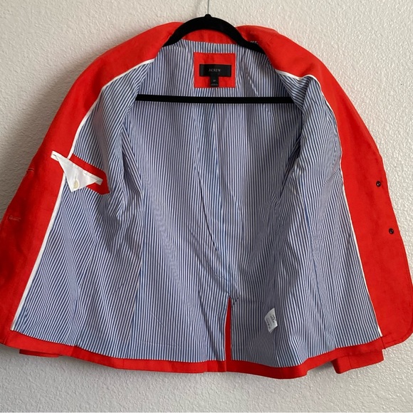 J. Crew Rhode Linen Red Gold Button Classic Blazer - Picture 9 of 13